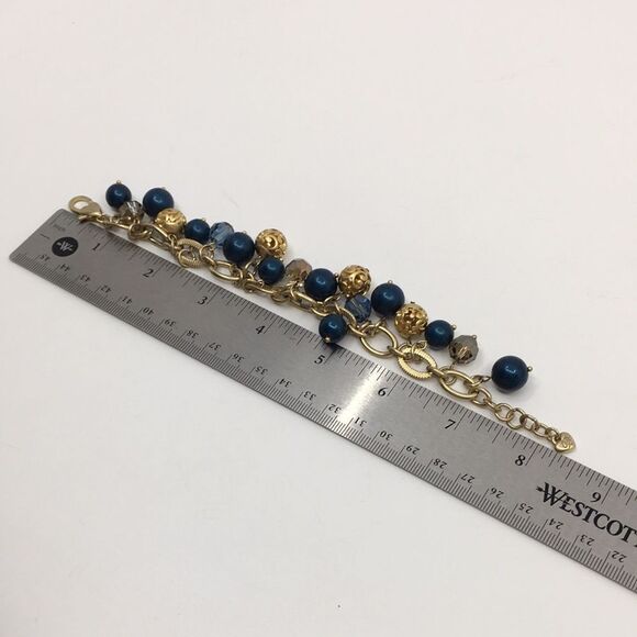 Brighton Bracelet Contempo Chic Gold & Navy Blue Faux Pearls Crystals - Picture 14 of 16